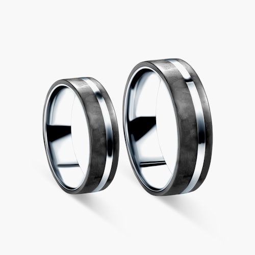 Obrączki ślubne: carbon, tytan, płaskie, 6 mm